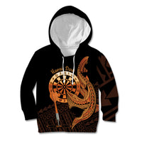 Aloha Hawaii Darts Kid Hoodie Dart Board With Polynesian Shark - Gold LT14 Hoodie Gold - Polynesian Pride