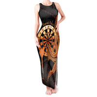 Aloha Hawaii Darts Tank Maxi Dress Dart Board With Polynesian Shark - Gold LT14 Women Gold - Polynesian Pride