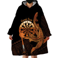 Aloha Hawaii Darts Wearable Blanket Hoodie Dart Board With Polynesian Shark - Gold