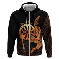 Aloha Hawaii Darts Zip Hoodie Dart Board With Polynesian Shark - Gold LT14 Zip Hoodie Gold - Polynesian Pride