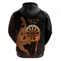Aloha Hawaii Darts Zip Hoodie Dart Board With Polynesian Shark - Gold LT14 - Polynesian Pride