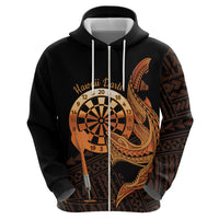 Aloha Hawaii Darts Zip Hoodie Dart Board With Polynesian Shark - Gold LT14 - Polynesian Pride