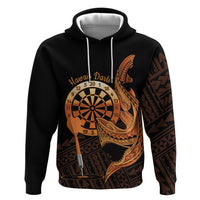 Aloha Hawaii Darts Zip Hoodie Dart Board With Polynesian Shark - Gold LT14 Pullover Hoodie Gold - Polynesian Pride