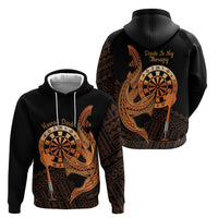Aloha Hawaii Darts Zip Hoodie Dart Board With Polynesian Shark - Gold LT14 - Polynesian Pride