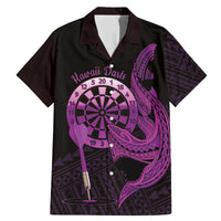 Aloha Hawaii Darts Family Matching Mermaid Dress and Hawaiian Shirt Dart Board With Polynesian Shark - Purple
