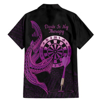 Aloha Hawaii Darts Family Matching Off Shoulder Maxi Dress and Hawaiian Shirt Dart Board With Polynesian Shark - Purple