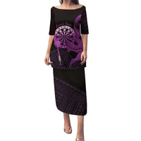 Aloha Hawaii Darts Puletasi Dart Board With Polynesian Shark - Purple LT14 Long Dress Purple - Polynesian Pride