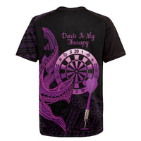 Aloha Hawaii Darts Rugby Jersey Dart Board With Polynesian Shark - Purple