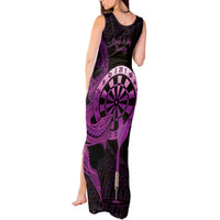 Aloha Hawaii Darts Tank Maxi Dress Dart Board With Polynesian Shark - Purple LT14 - Polynesian Pride