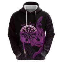 Aloha Hawaii Darts Zip Hoodie Dart Board With Polynesian Shark - Purple