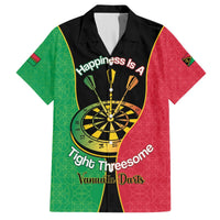 Personalised Vanuatu Darts Hawaiian Shirt Happiness Is A Tight Threesome Sand Drawing Art LT14 Red - Polynesian Pride