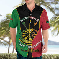 Personalised Vanuatu Darts Hawaiian Shirt Happiness Is A Tight Threesome Sand Drawing Art LT14 - Polynesian Pride