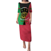 Personalised Vanuatu Darts Puletasi Happiness Is A Tight Threesome Sand Drawing Art LT14 Long Dress Red - Polynesian Pride