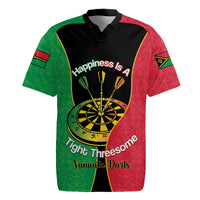 Personalised Vanuatu Darts Rugby Jersey Happiness Is A Tight Threesome Sand Drawing Art