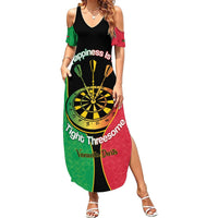 Personalised Vanuatu Darts Summer Maxi Dress Happiness Is A Tight Threesome Sand Drawing Art LT14 Women Red - Polynesian Pride