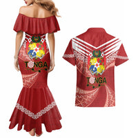 Tonga Darts Couples Matching Mermaid Dress and Hawaiian Shirt Tongan Ngatu Pattern LT14 - Polynesian Pride