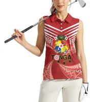 Tonga Darts Women Sleeveless Polo Shirt Tongan Ngatu Pattern