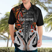Personalised New Zealand Hawaiian Shirt Te Manaia Mangopare Maori And Fern Orange Style LT14 - Polynesian Pride
