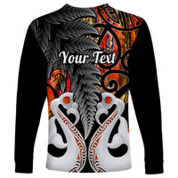 Personalised New Zealand Long Sleeve Shirt Te Manaia Mangopare Maori And Fern Orange Style LT14 - Polynesian Pride
