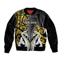Personalised New Zealand Bomber Jacket Te Manaia Mangopare Maori And Fern Gold Style LT14 Unisex Gold - Polynesian Pride