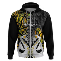 Custom New Zealand Hoodie Te Manaia Mangopare Maori and Fern Gold Style LT14 Zip Hoodie Gold - Polynesian Pride