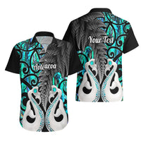 Personalised New Zealand Hawaiian Shirt Te Manaia Mangopare Maori And Fern Turquoise Style LT14 - Polynesian Pride