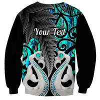 Personalised New Zealand Sweatshirt Te Manaia Mangopare Maori And Fern Turquoise Style LT14 - Polynesian Pride