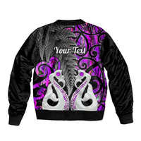 Personalised New Zealand Bomber Jacket Te Manaia Mangopare Maori And Fern Purple Style LT14 - Polynesian Pride