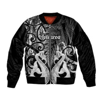 Personalised New Zealand Bomber Jacket Te Manaia Mangopare Maori And Fern Black Style LT14 Unisex Black - Polynesian Pride