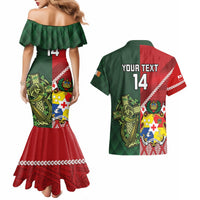 Custom Tonga And Ireland Rugby Couples Matching Mermaid Dress and Hawaiian Shirt Ikale Tahi With Shamrocks LT14 - Polynesian Pride
