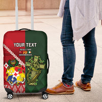 Custom Tonga And Ireland Rugby Luggage Cover Ikale Tahi With Shamrocks LT14 Red - Polynesian Pride
