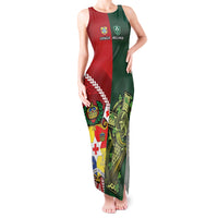 Custom Tonga And Ireland Rugby Tank Maxi Dress Ikale Tahi With Shamrocks LT14 Women Red - Polynesian Pride