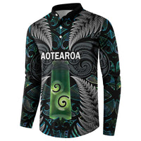 Personalised New Zealand Toki Button Sweatshirt Silver Fern Mix Aotearoa Maori Pattern