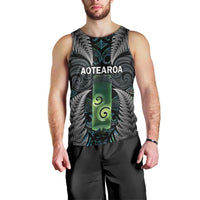 Personalised New Zealand Toki Men Tank Top Silver Fern Mix Aotearoa Maori Pattern