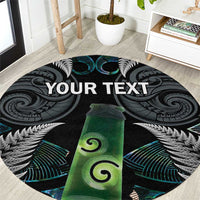Personalised New Zealand Toki Round Carpet Silver Fern Mix Aotearoa Maori Pattern LT14 Black - Polynesian Pride