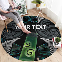 Personalised New Zealand Toki Round Carpet Silver Fern Mix Aotearoa Maori Pattern LT14 - Polynesian Pride