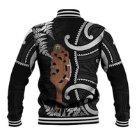 New Zealand Maripi Baseball Jacket Silver Fern Mix Aotearoa Maori Pattern