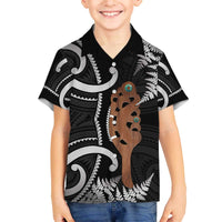 New Zealand Maripi Family Matching Puletasi and Hawaiian Shirt Silver Fern Mix Aotearoa Maori Pattern