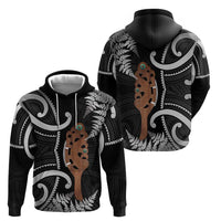 New Zealand Maripi Zip Hoodie Silver Fern Mix Aotearoa Maori Pattern