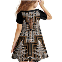 New Zealand Family Matching Mermaid Dress and Hawaiian Shirt Maori Maripi Knife With Poutama Art