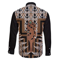 New Zealand Family Matching Off Shoulder Short Dress and Hawaiian Shirt Maori Maripi Knife With Poutama Art