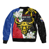 Personalised Philippines Carabao Bomber Jacket Filipino Sun Mix Sampaguita Flower