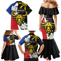Personalised Philippines Carabao Family Matching Mermaid Dress and Hawaiian Shirt Filipino Sun Mix Sampaguita Flower
