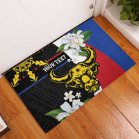 Personalised Philippines Carabao Rubber Doormat Filipino Sun Mix Sampaguita Flower
