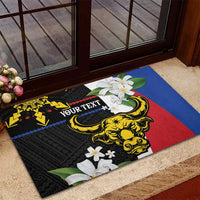 Personalised Philippines Carabao Rubber Doormat Filipino Sun Mix Sampaguita Flower