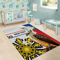 Personalised Philippines Eagle Area Rug Filipino Sun Mix Sampaguita Flower LT14 - Polynesian Pride