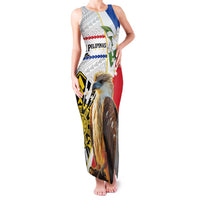 Personalised Philippines Eagle Family Matching Tank Maxi Dress and Hawaiian Shirt Filipino Sun Mix Sampaguita Flower LT14 Mom's Dress White - Polynesian Pride