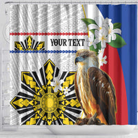 Personalised Philippines Eagle Shower Curtain Filipino Sun Mix Sampaguita Flower