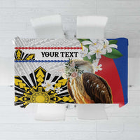 Personalised Philippines Eagle Tablecloth Filipino Sun Mix Sampaguita Flower LT14 White - Polynesian Pride