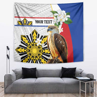 Personalised Philippines Eagle Tapestry Filipino Sun Mix Sampaguita Flower LT14 White - Polynesian Pride